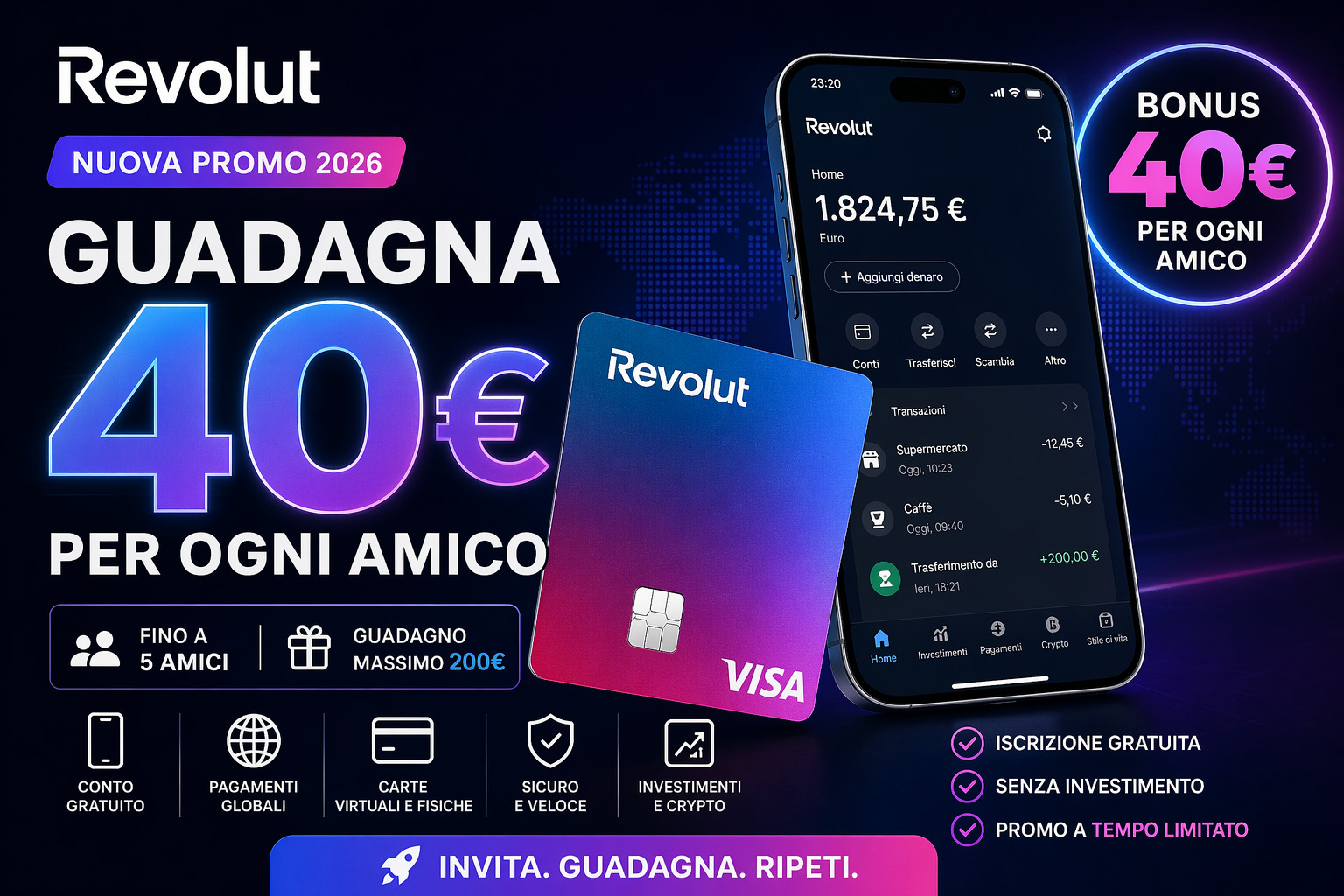 Bonus Revolut 2026 fino a 200 euro
